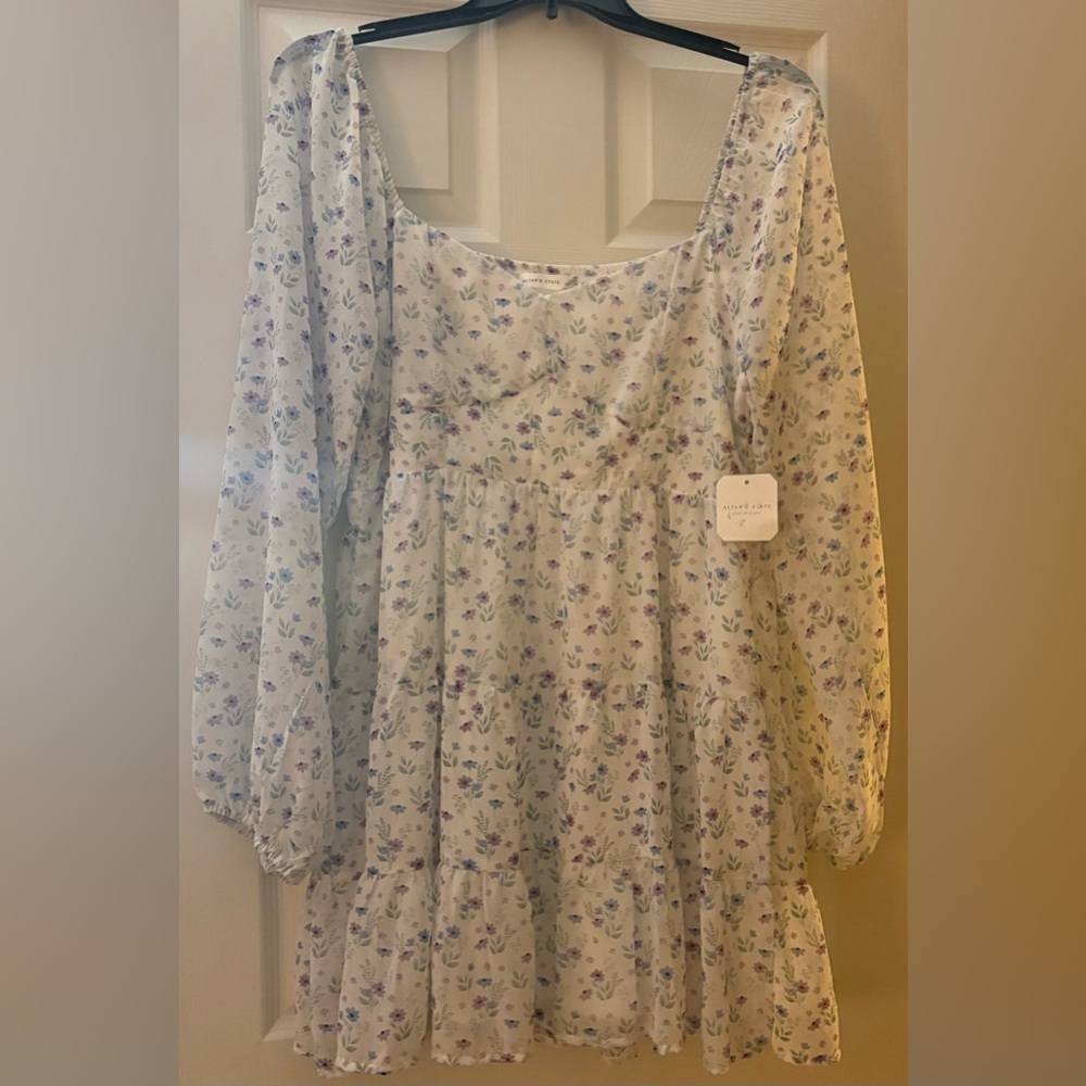 NWT Altar’d State Floral Square Neckline Dress (Purple Sage) - Women’s XL